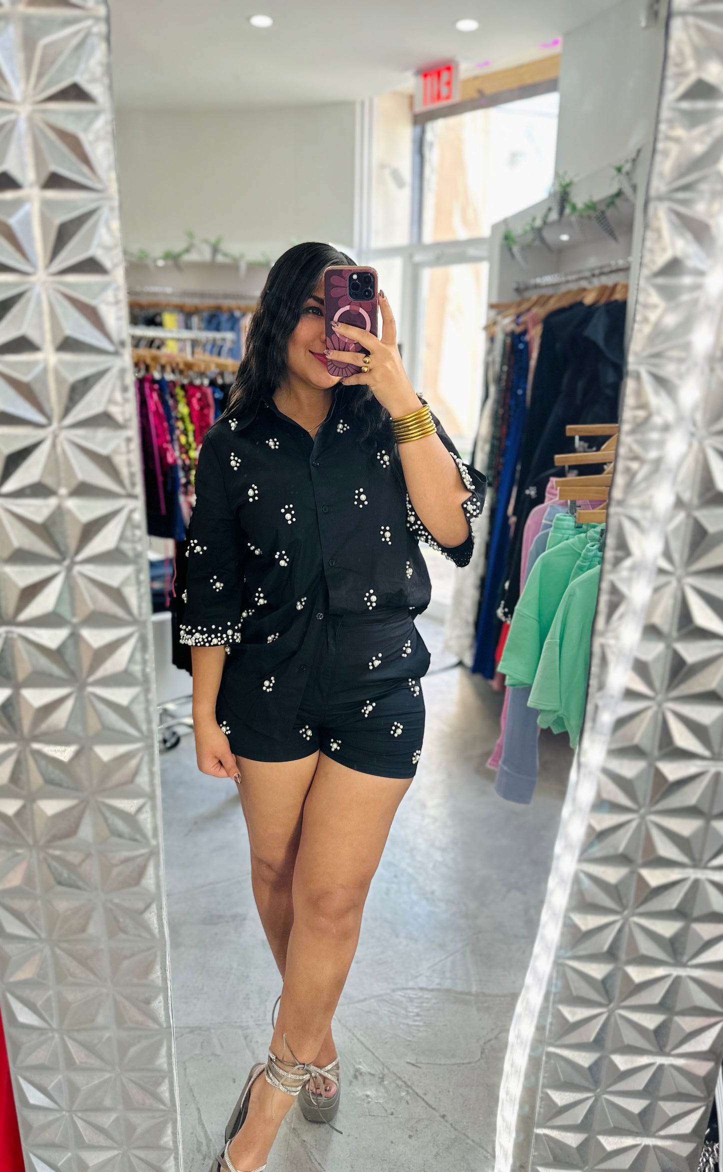 DARK BLACK SHORT SET