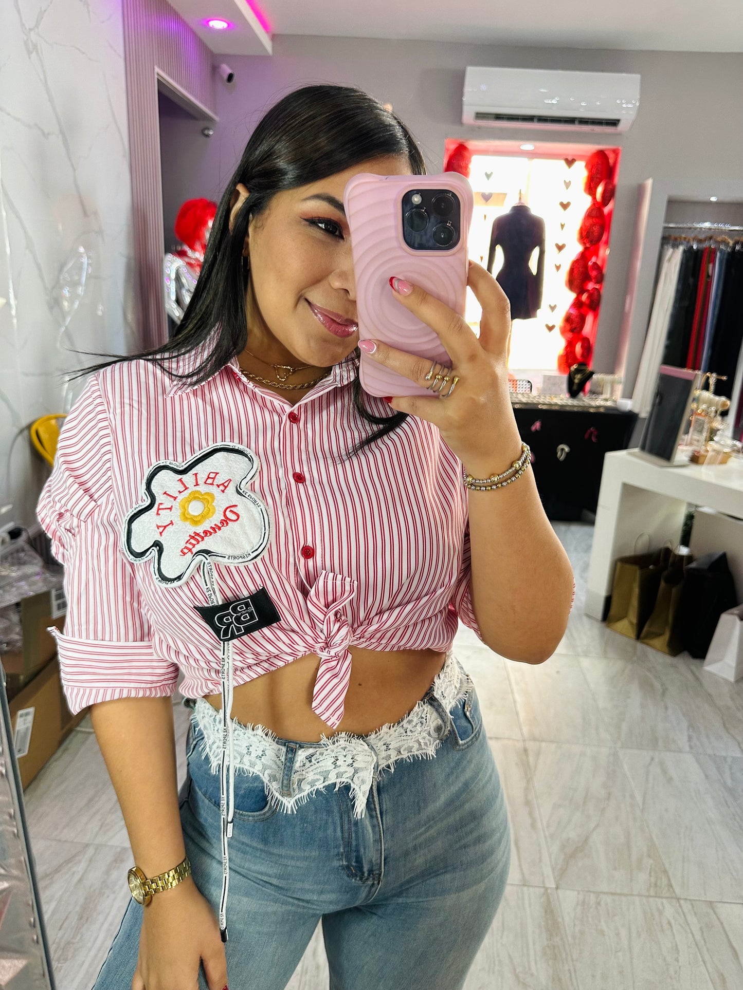 RED STRIPLE SHIRT