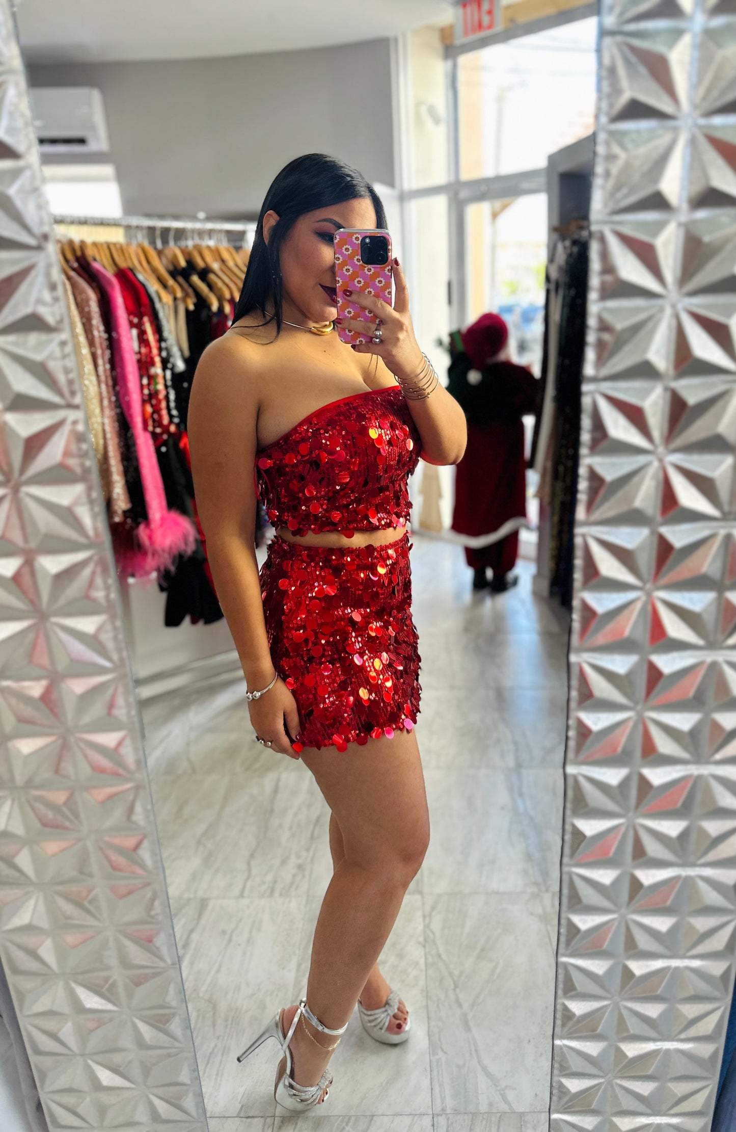 HOT RED SEQUIN SET