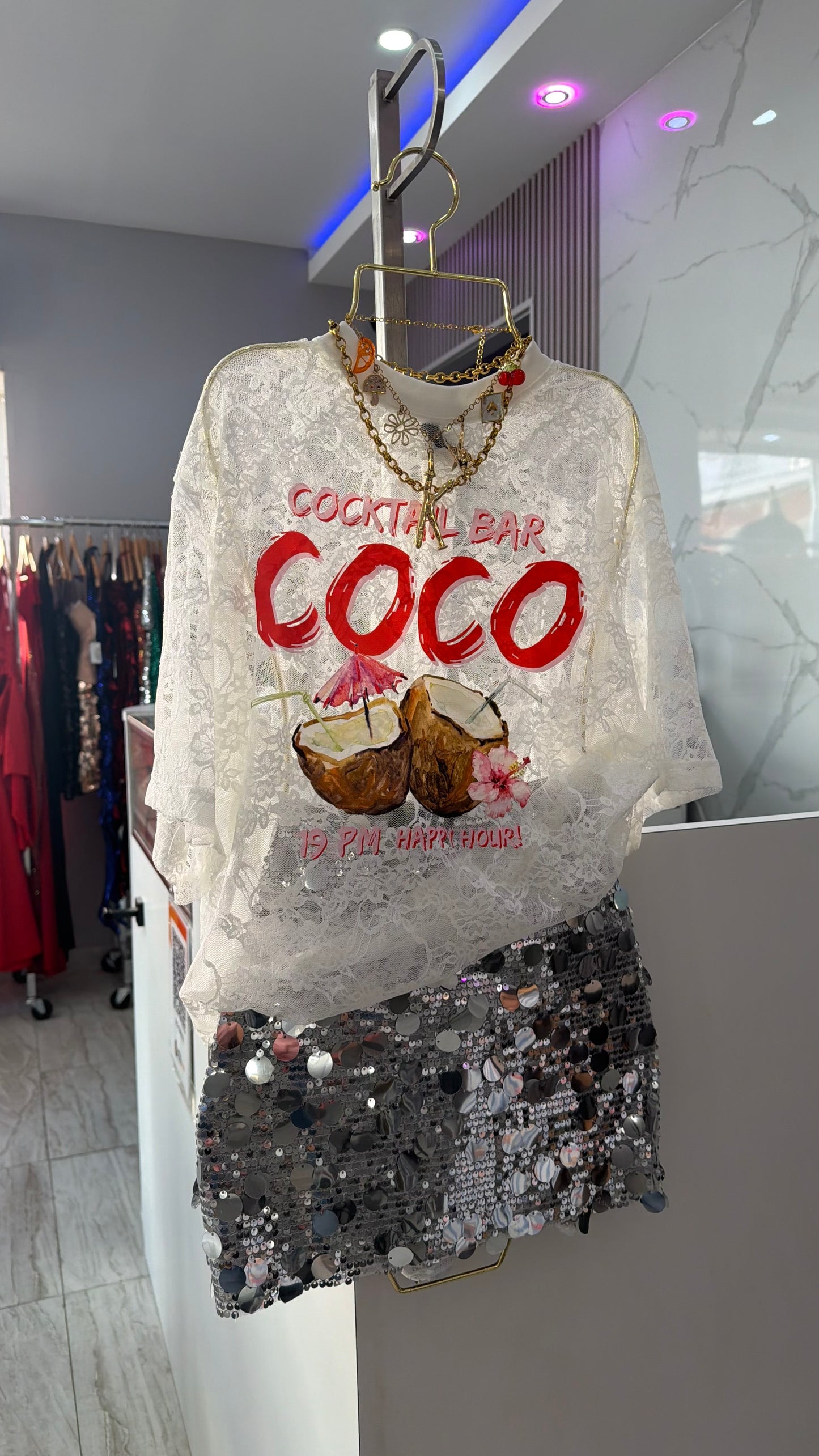 SILVER SEQUIN SKIRT