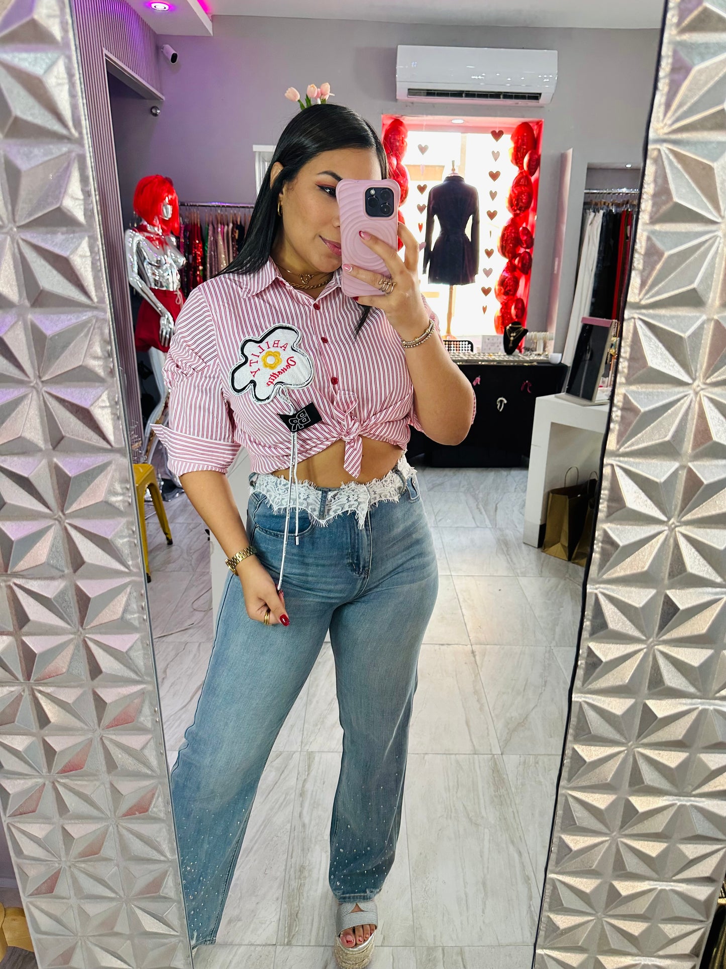 LACE DENIM JEAN