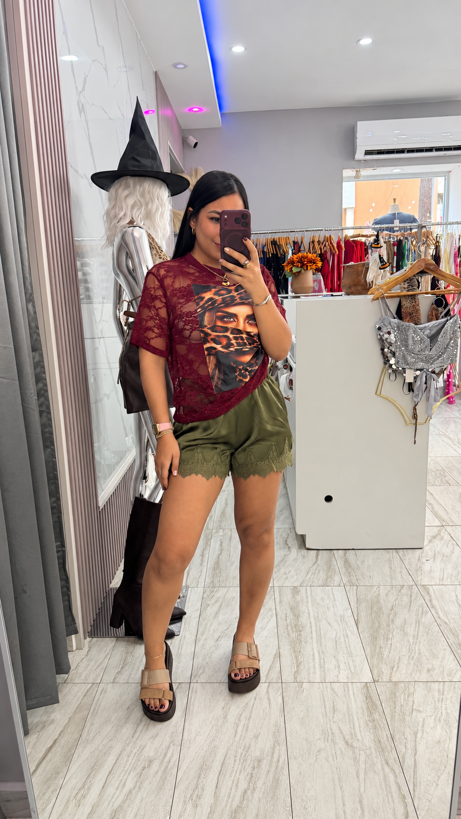 ITALY OLIVE SATIN SHORT