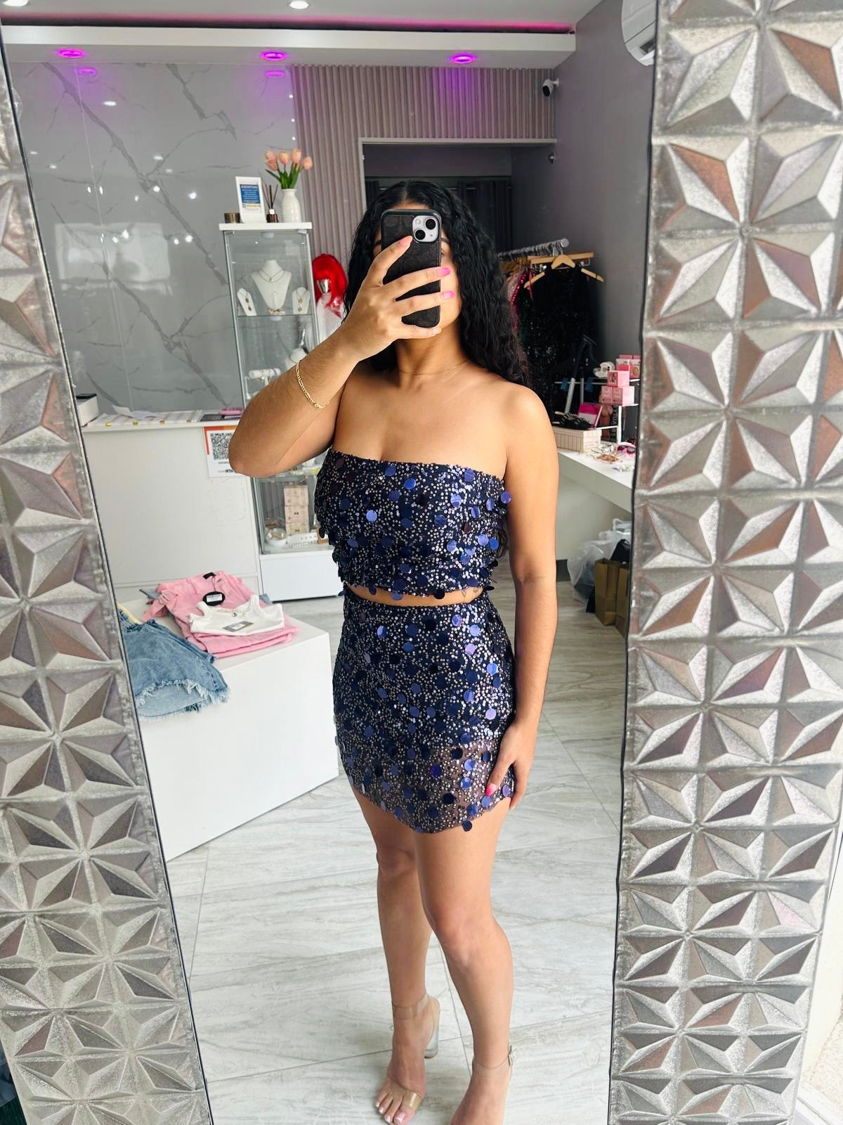NAVY SEQUIN SET