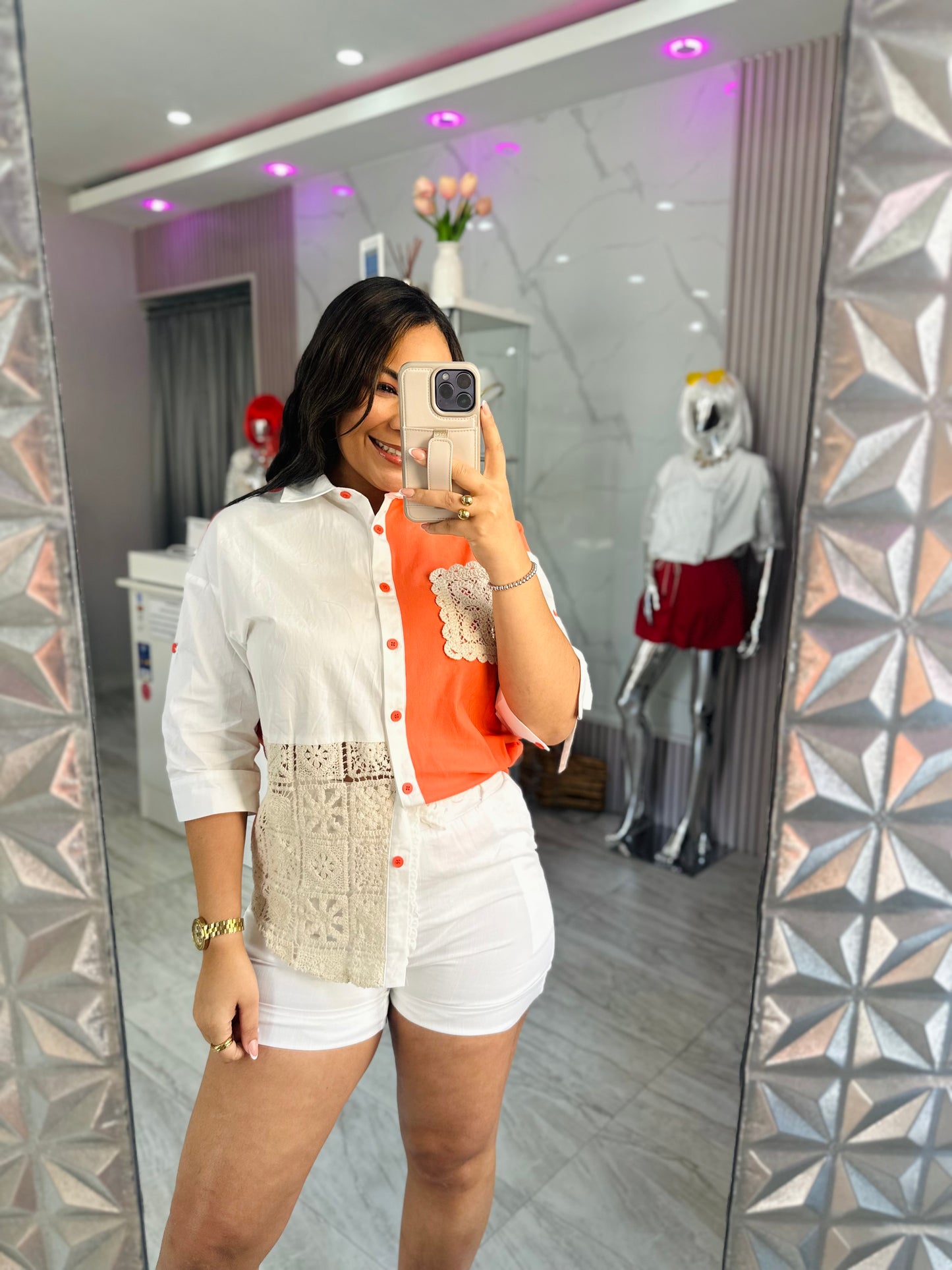 CROCHET ORANGE SHIRT