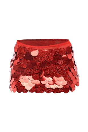 RED BIG SEQUIN MINI SKIRT