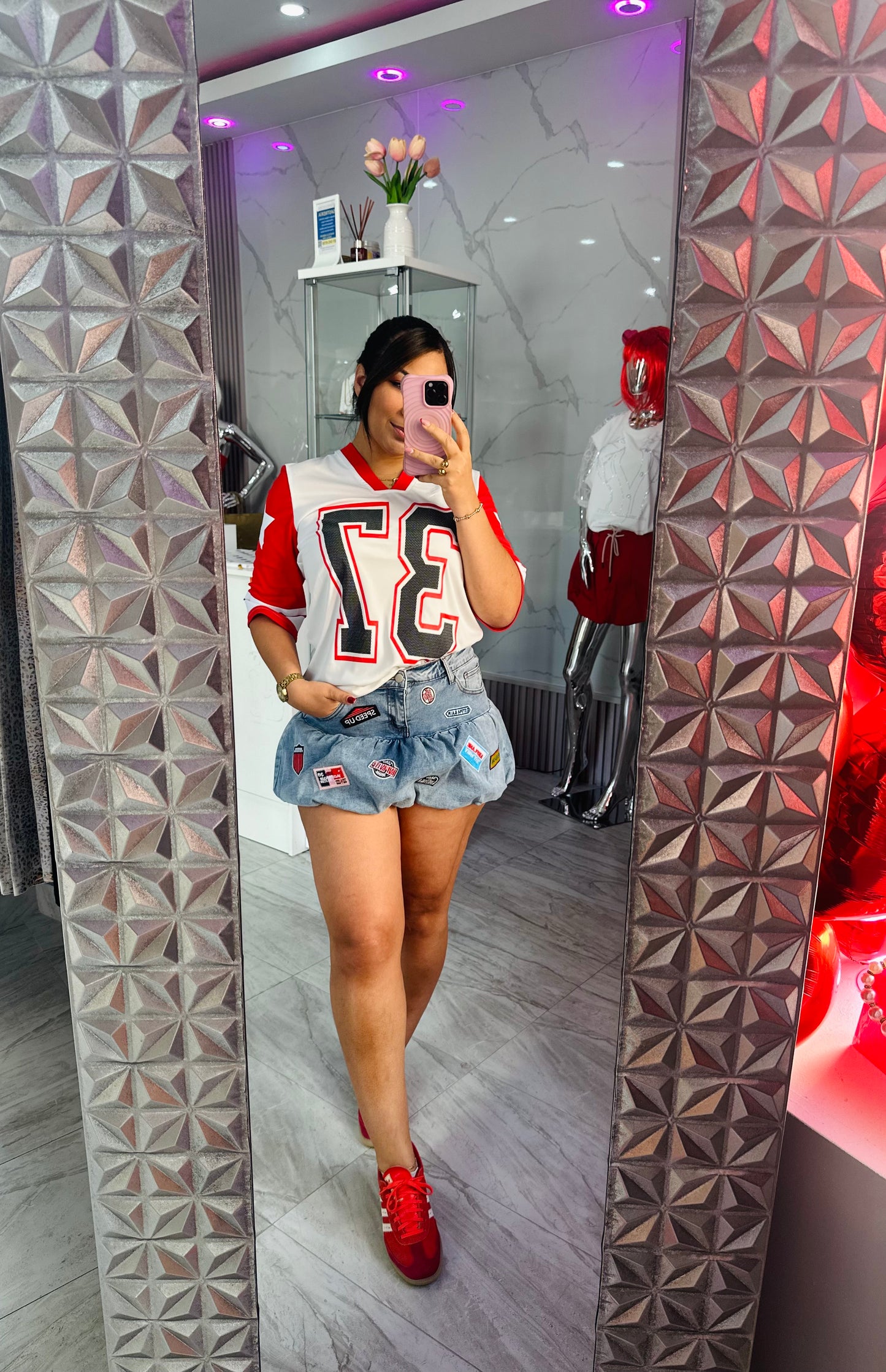 JERSY TOP WHITE/RED