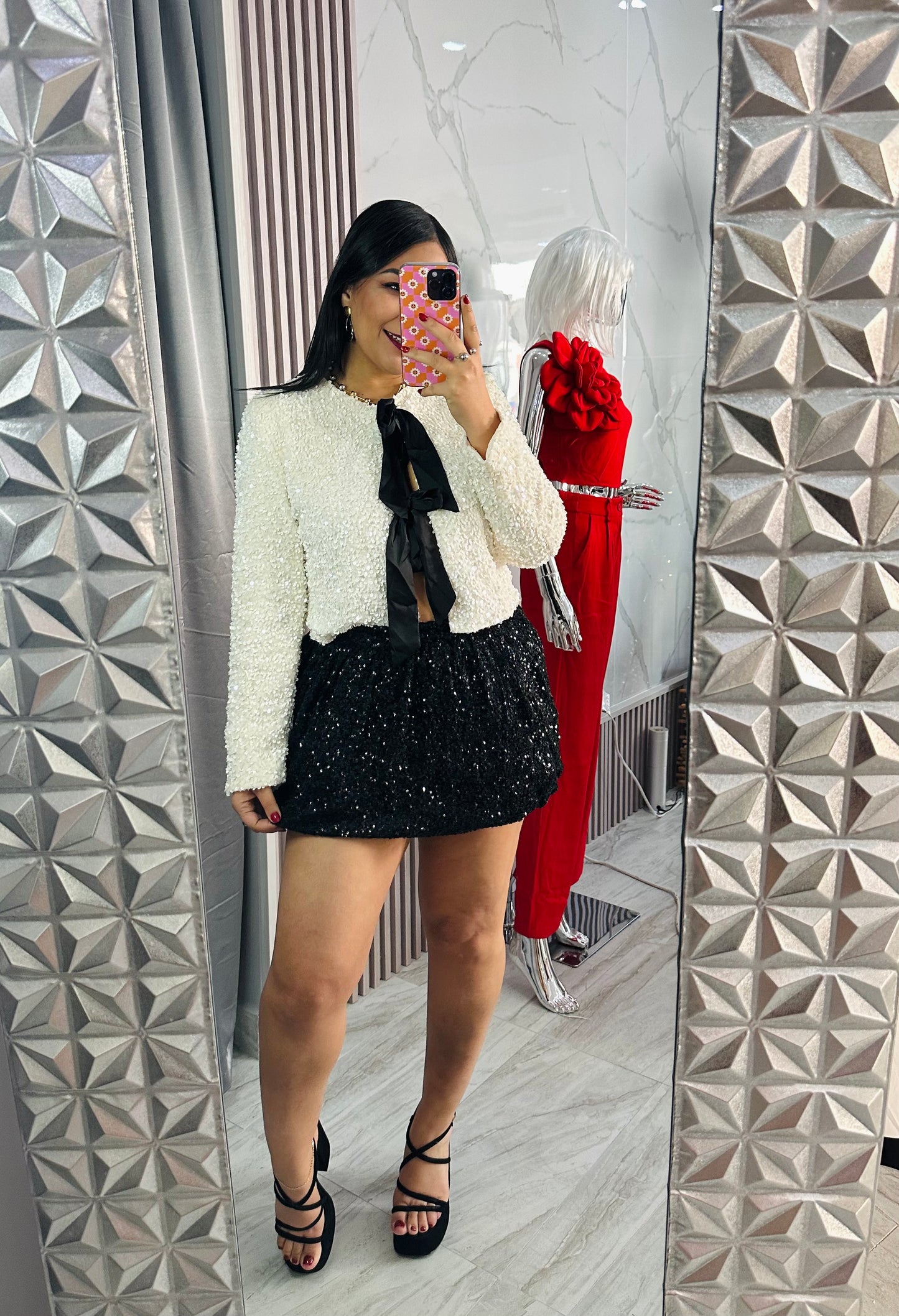 SEQUIN BOW SHIRT