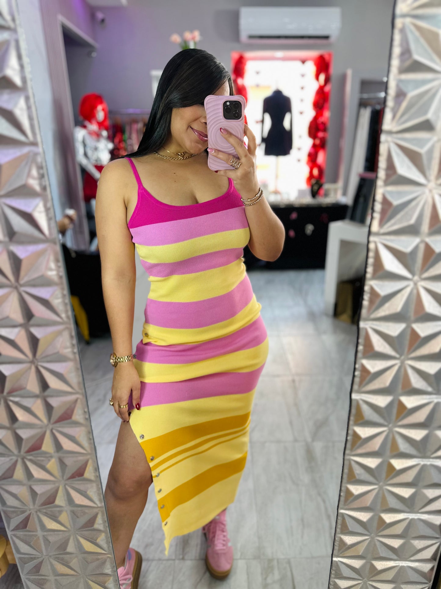 PINK STRIPLE DRESS