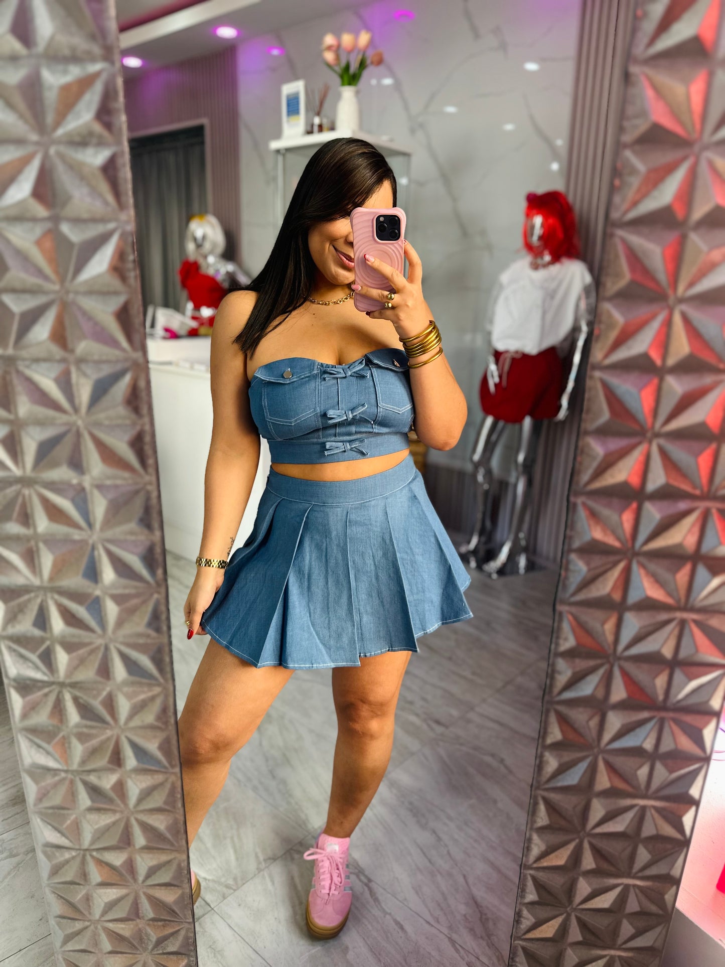 DENIM SKORT SET