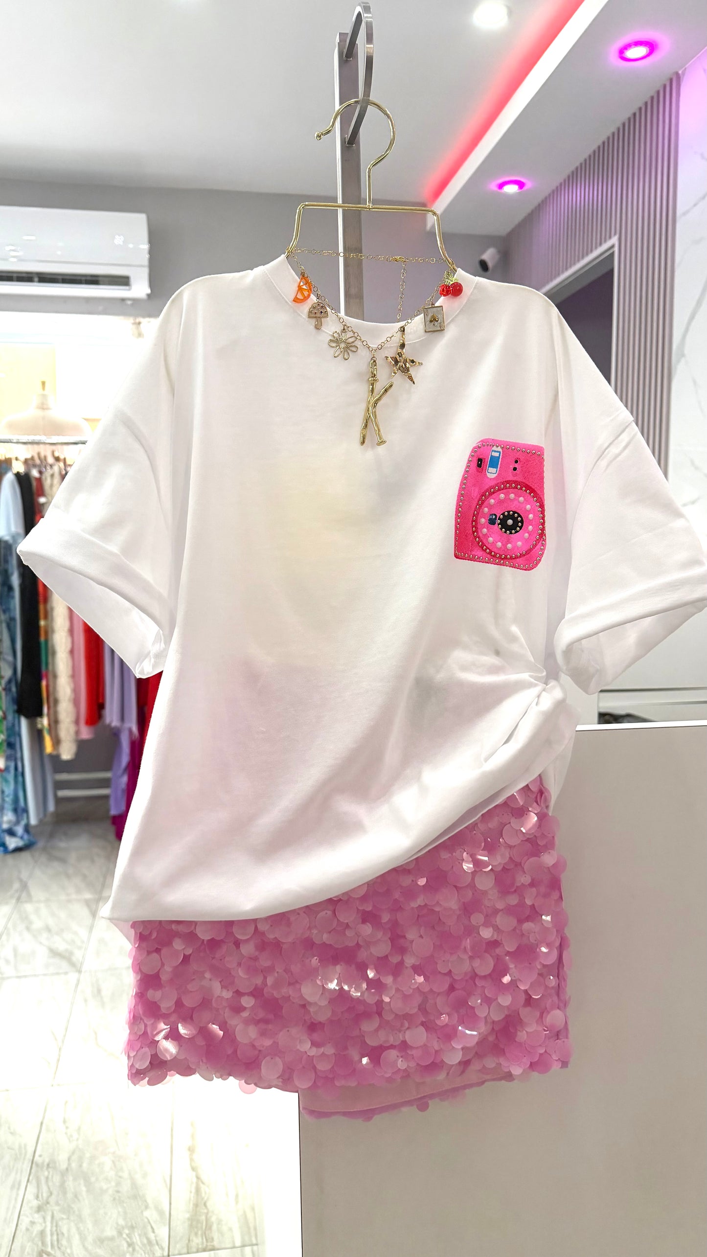 PINK SEQUIN SKIRT
