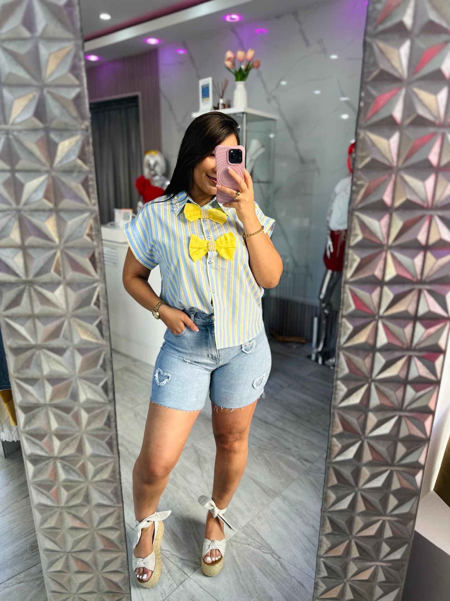 YELLOW BOW SHIRT