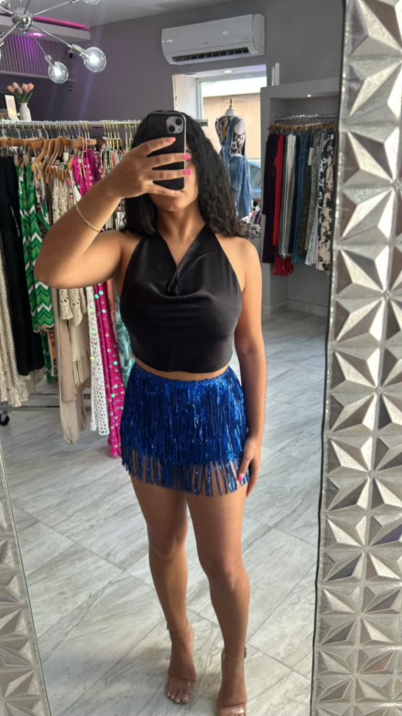 BLACK SATIN TOP