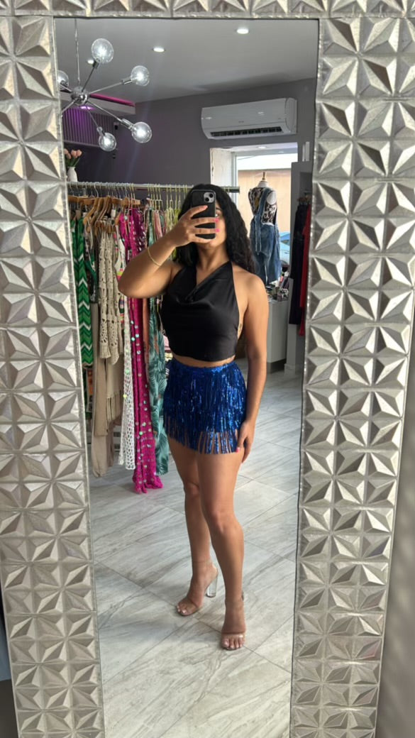 BLACK SATIN TOP