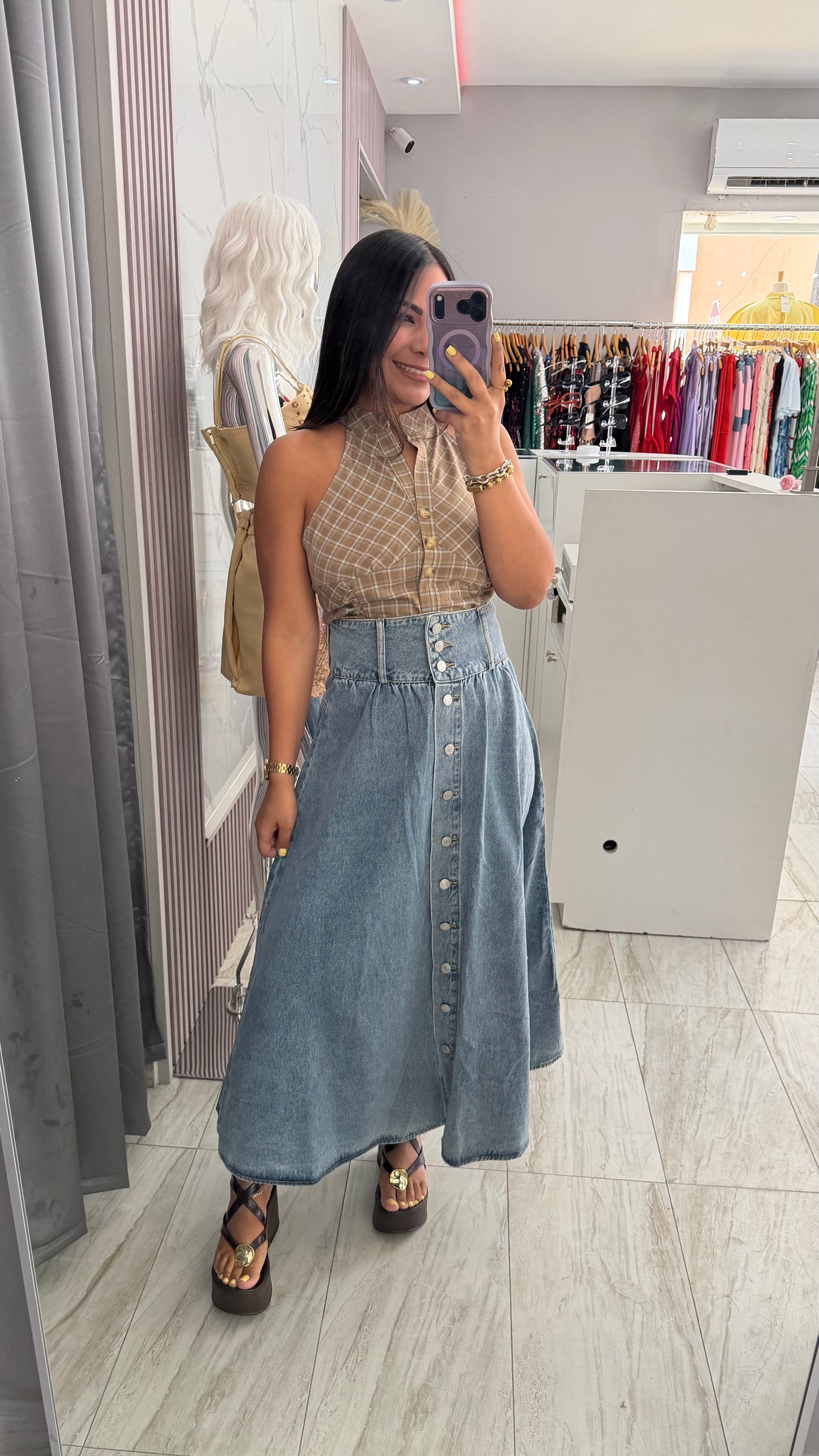 DENIM MAXI SKIRT