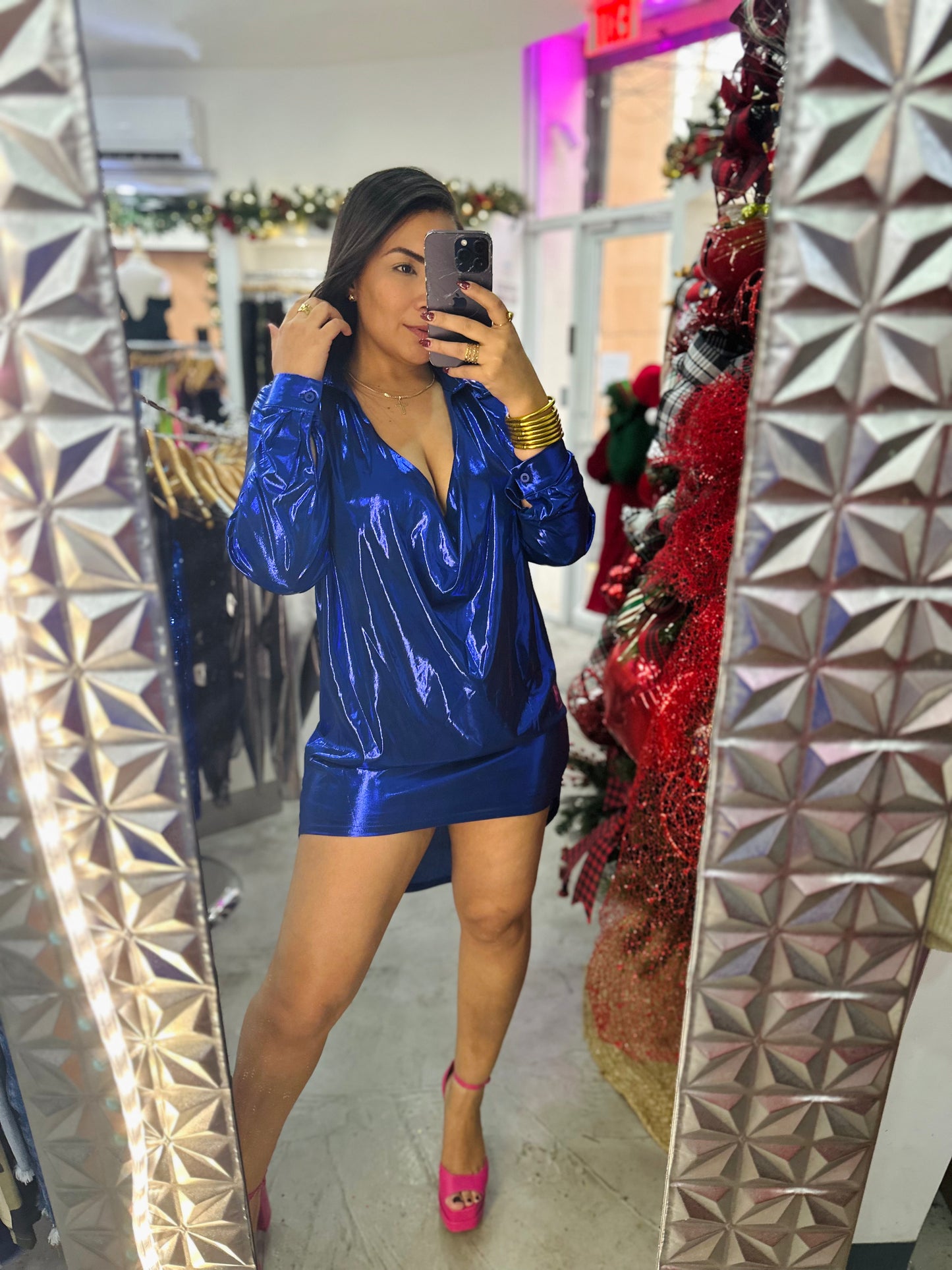METALLIC TSHIRT DRESS
