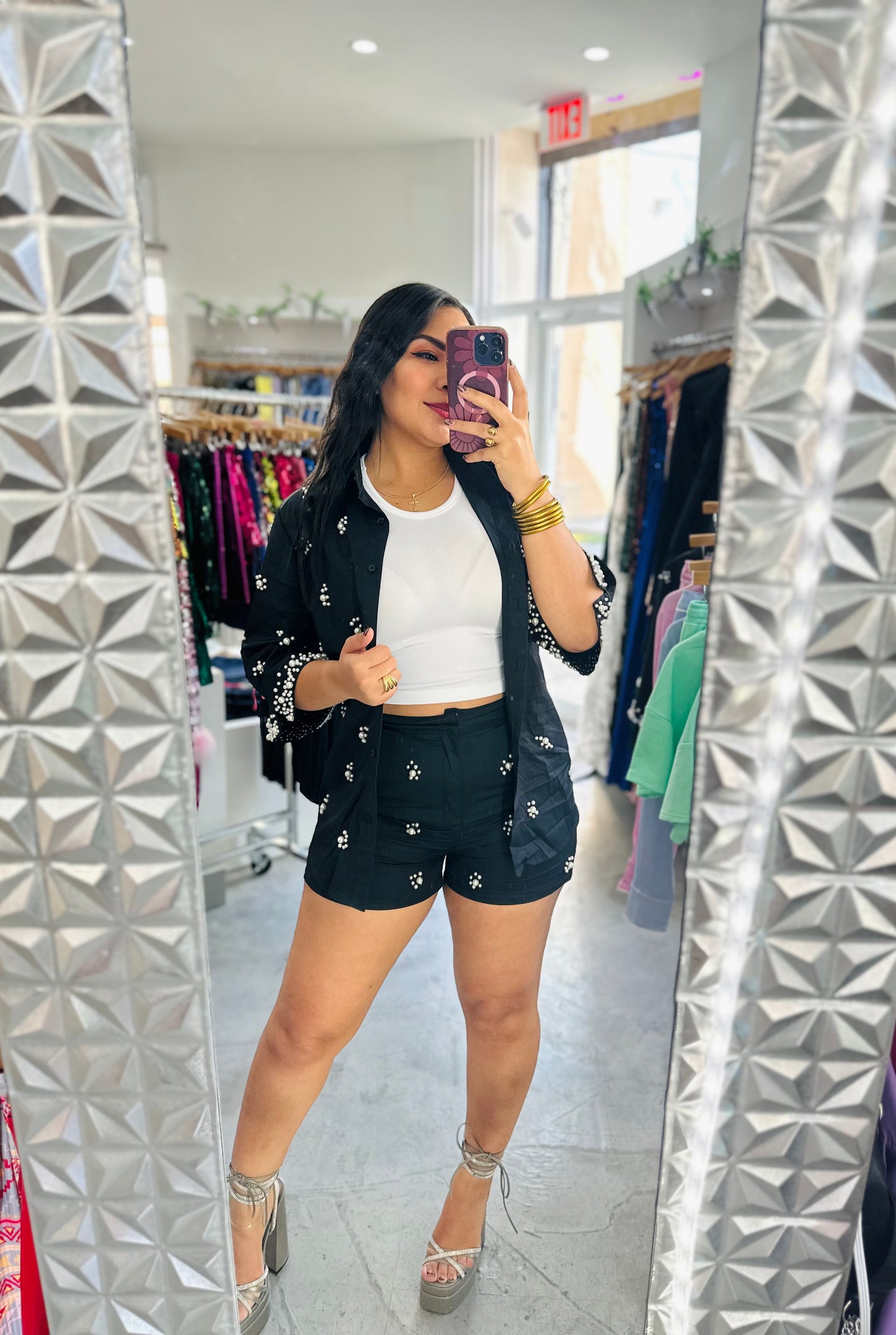 DARK BLACK SHORT SET