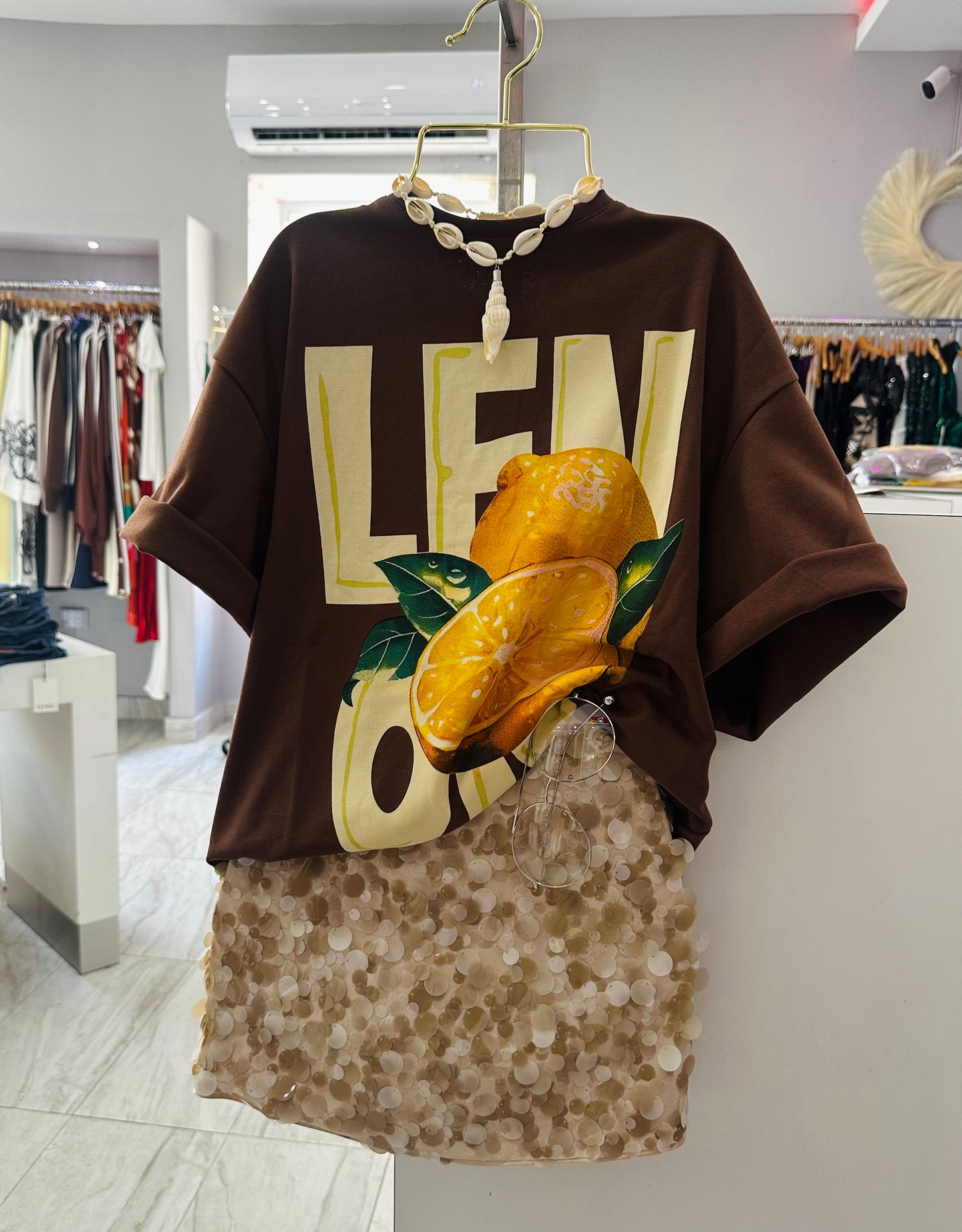 TAUPE SEQUIN SKIRT (FALDA SOLAMENTE)