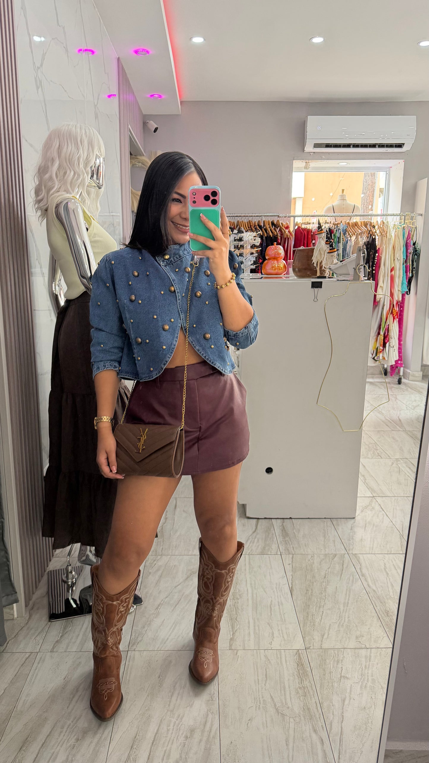 BURGUNDY LEATHER SKORT