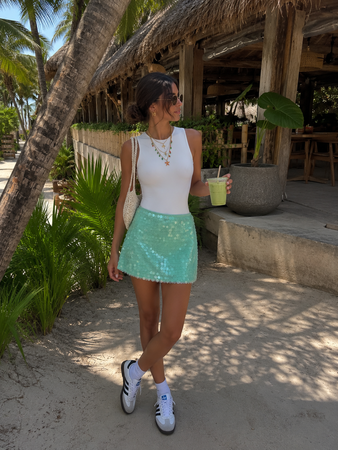 AQUA MIRROR SEQUIN SKIRT (FALDA)