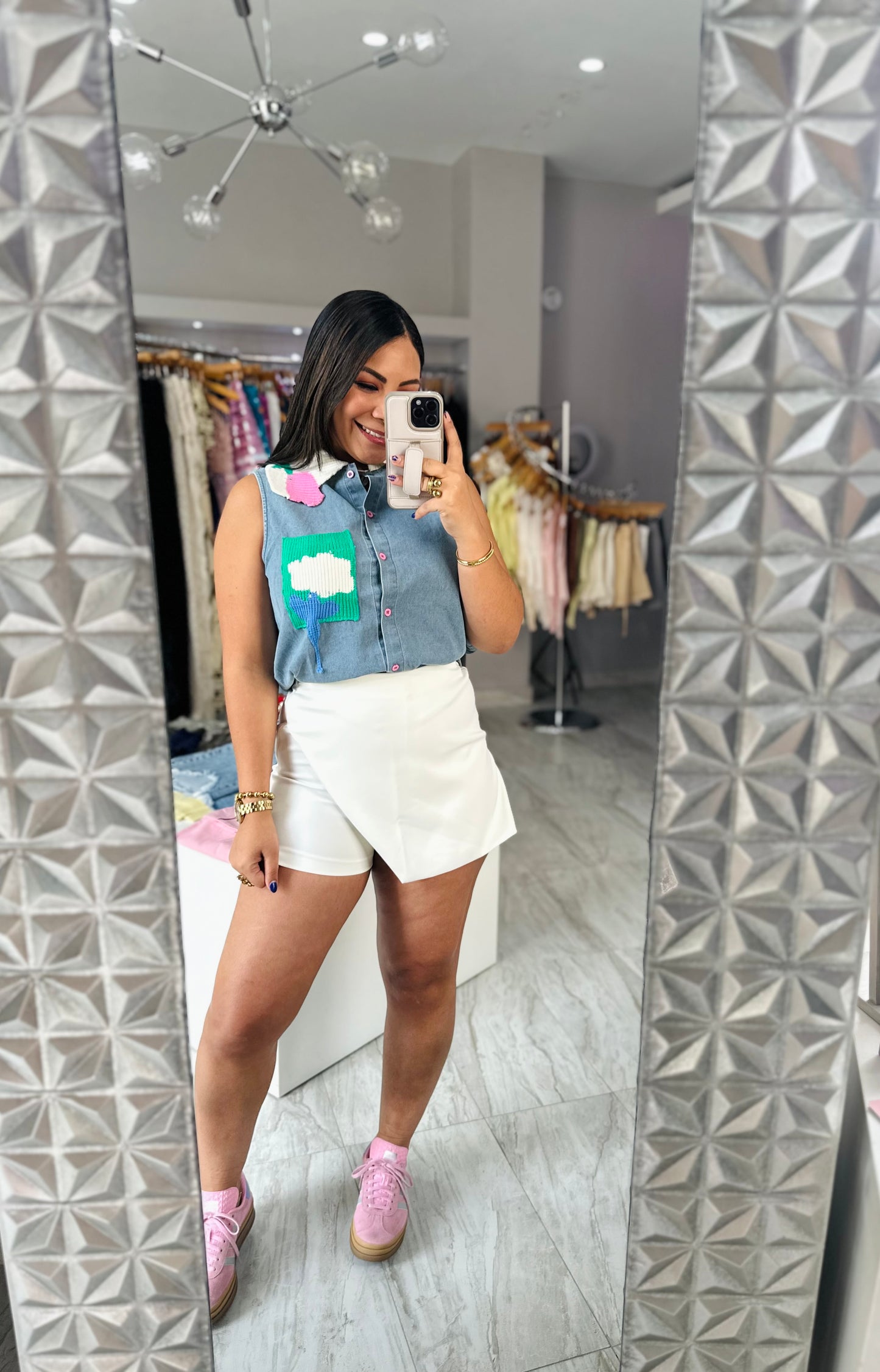 DENIM WITH SWEATTER TOP