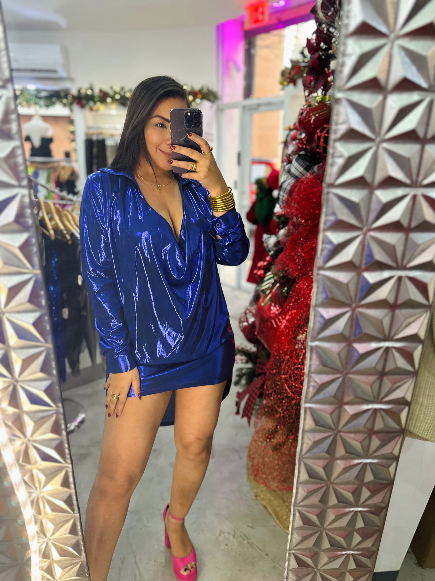 METALLIC TSHIRT DRESS