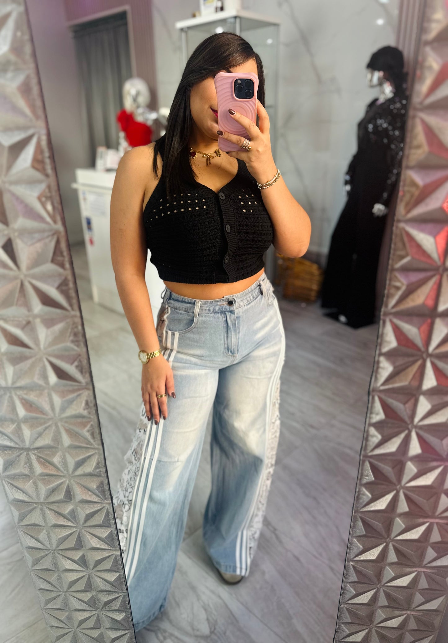 BLACK CROCHET TOP