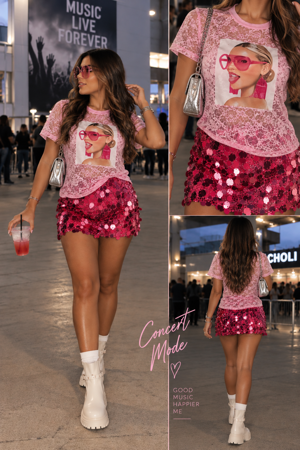 FUSCIA SEQUIN SKORT
