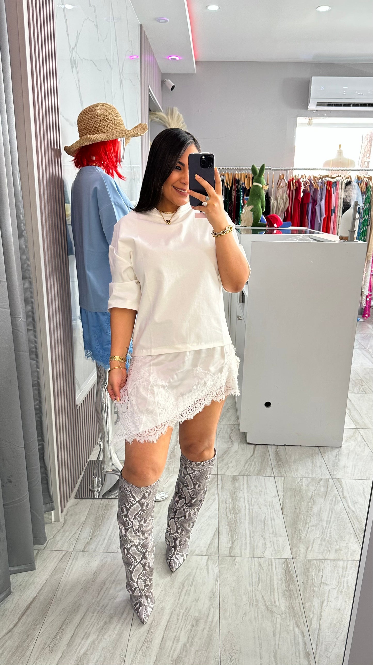 LACE TSHIRT DRESS WHITE