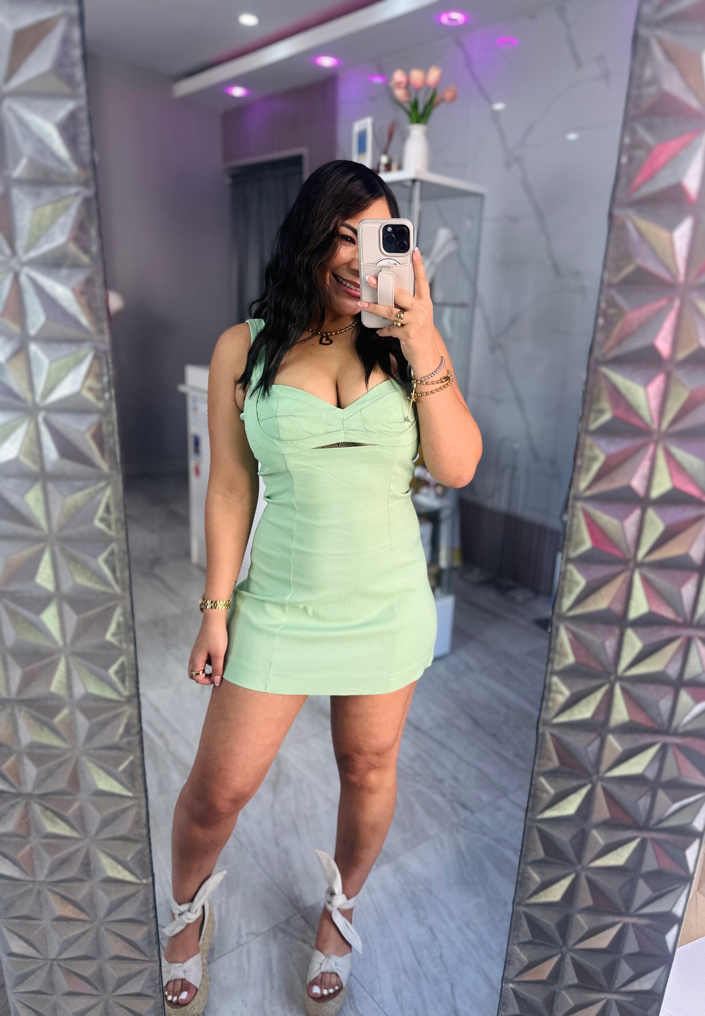 BASIC MINI DRESS VERDE PASTEL