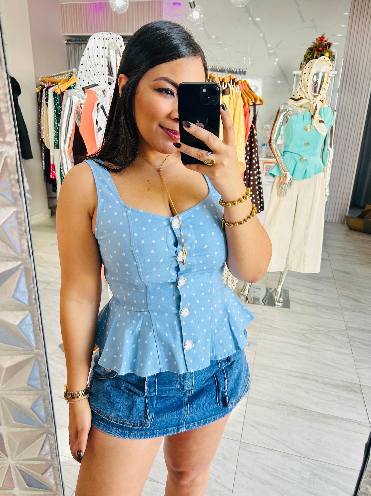 BABY BLUE HEART TOP