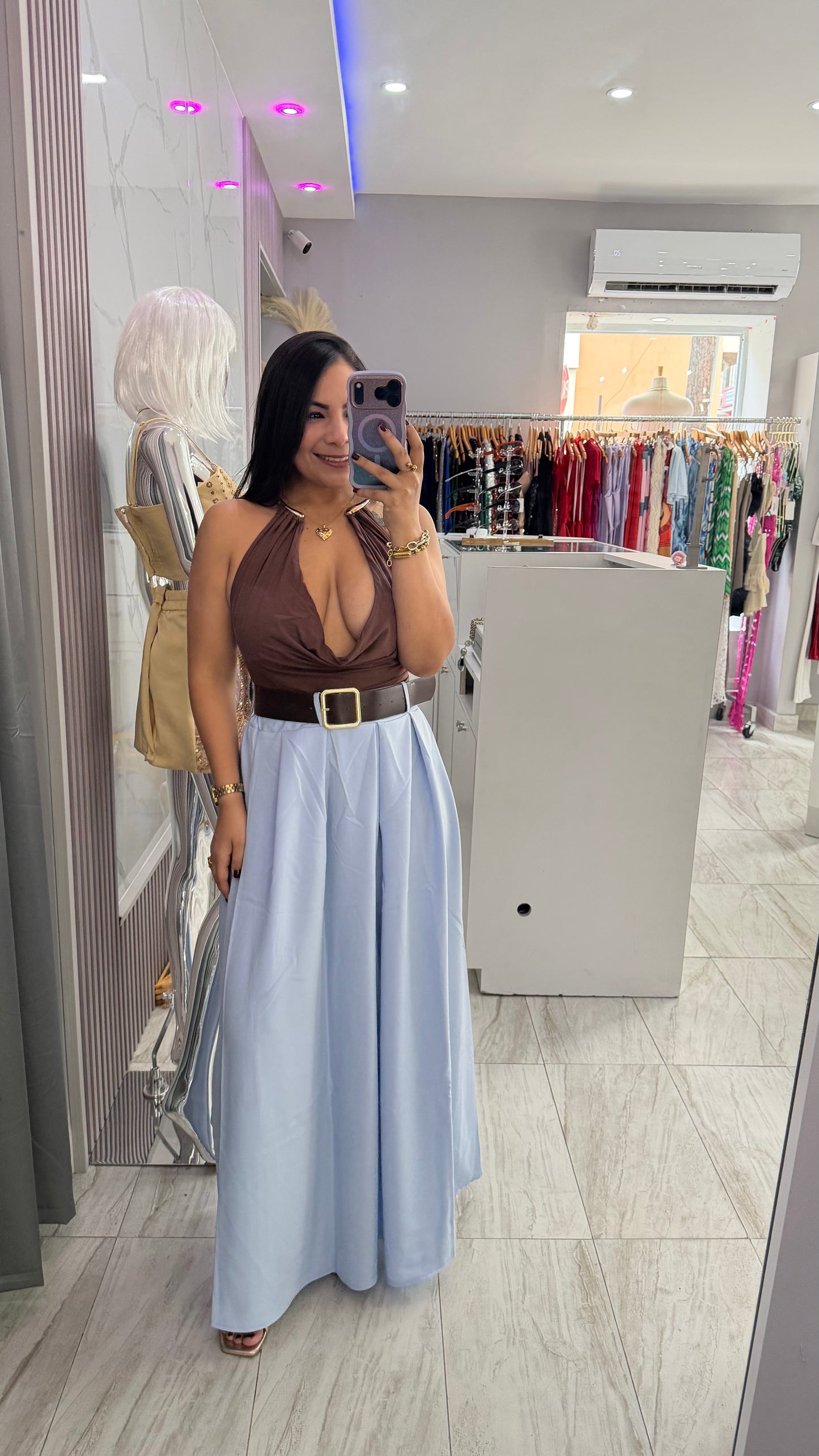 VELI BABY BLUE SKIRT WITH BELT