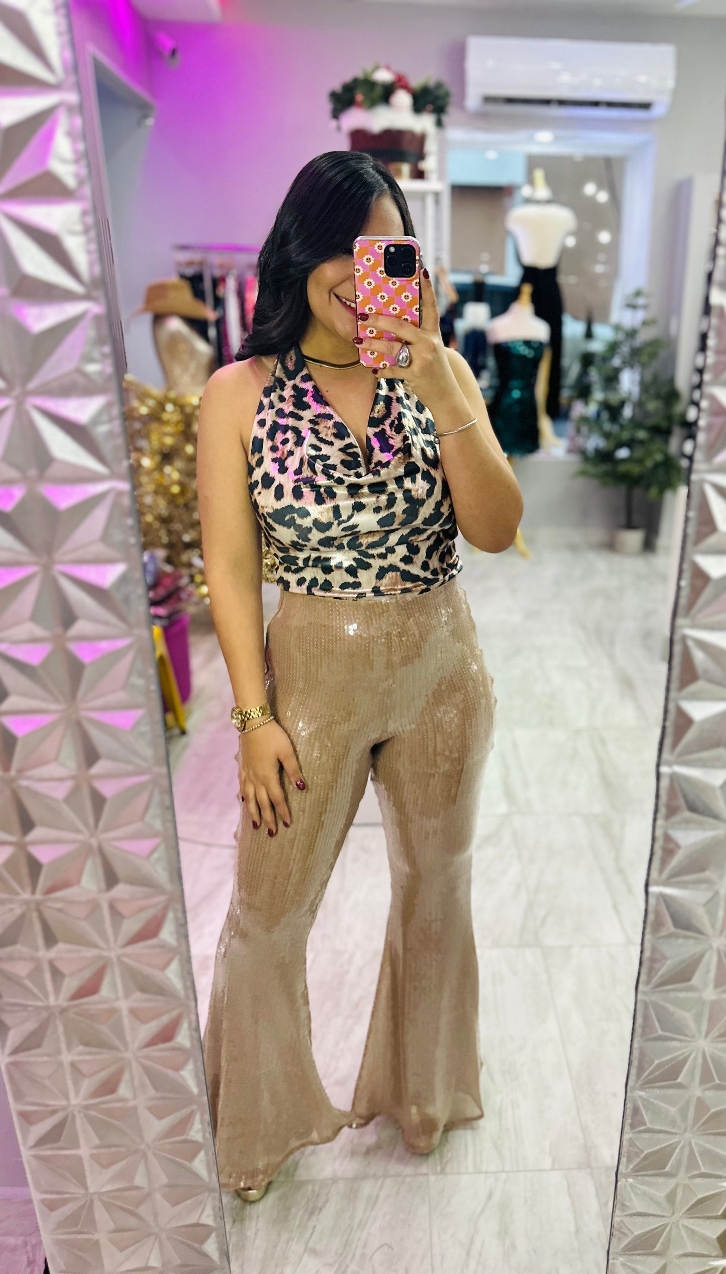 SEQUIN BEIGE PALAZZO