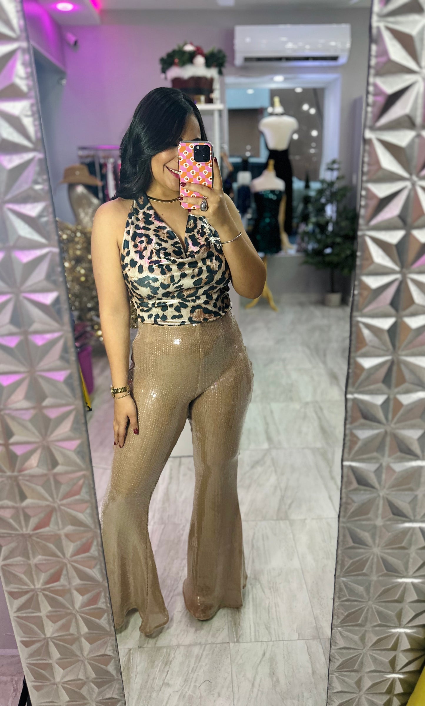 SEQUIN BEIGE PALAZZO