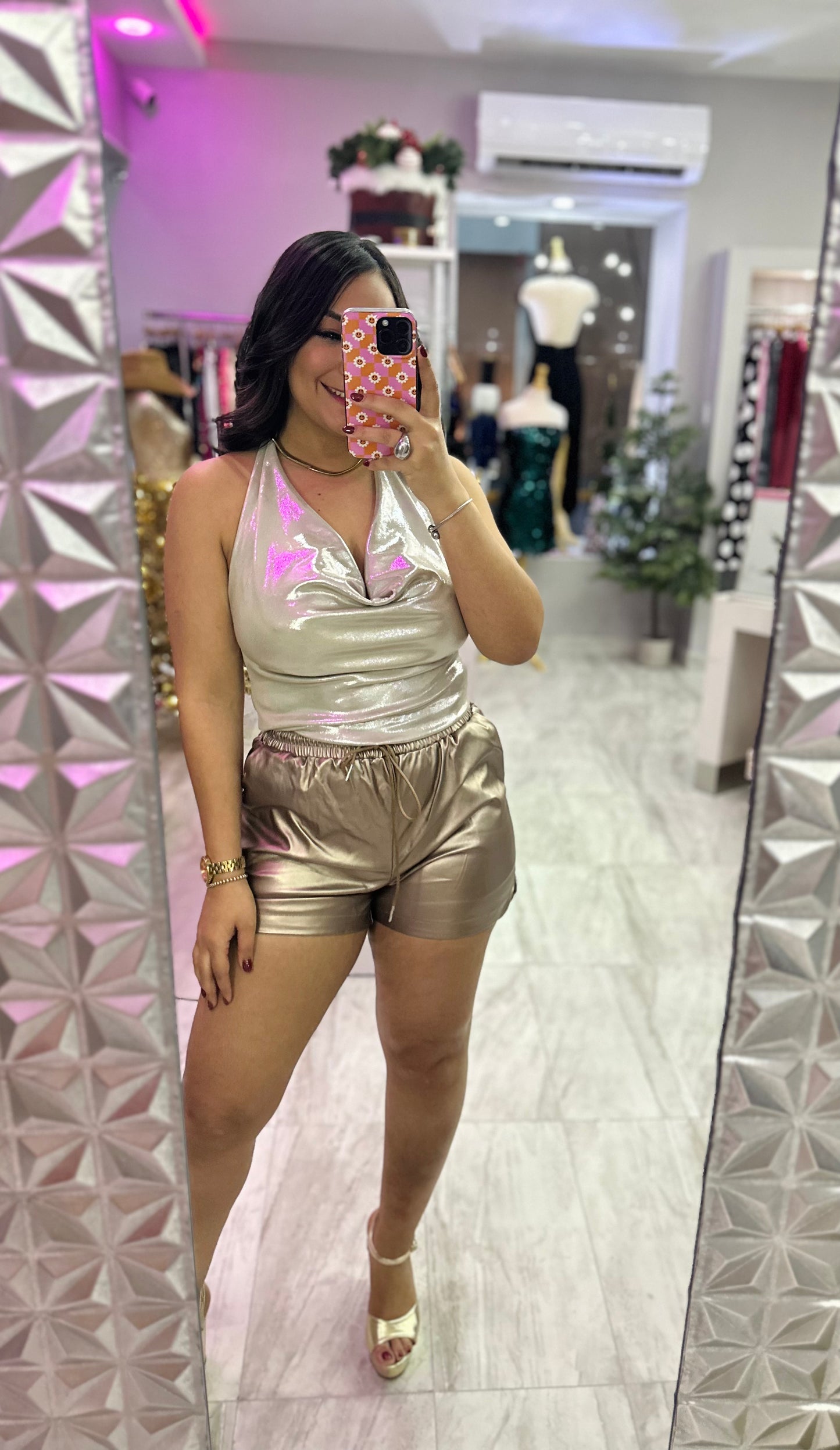 METALLIC BEIGE TOP