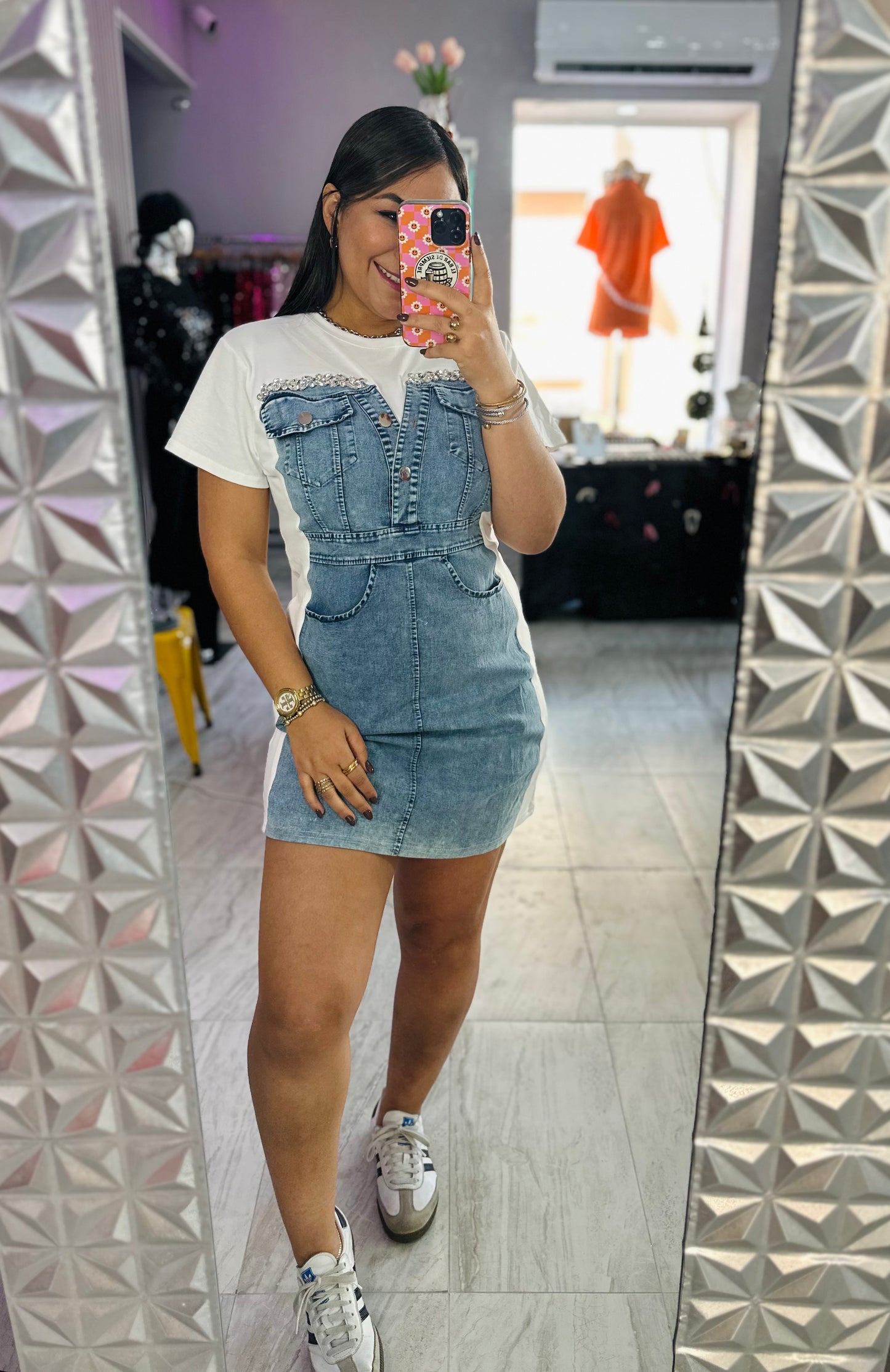 DENIM DIAMOND DRESS