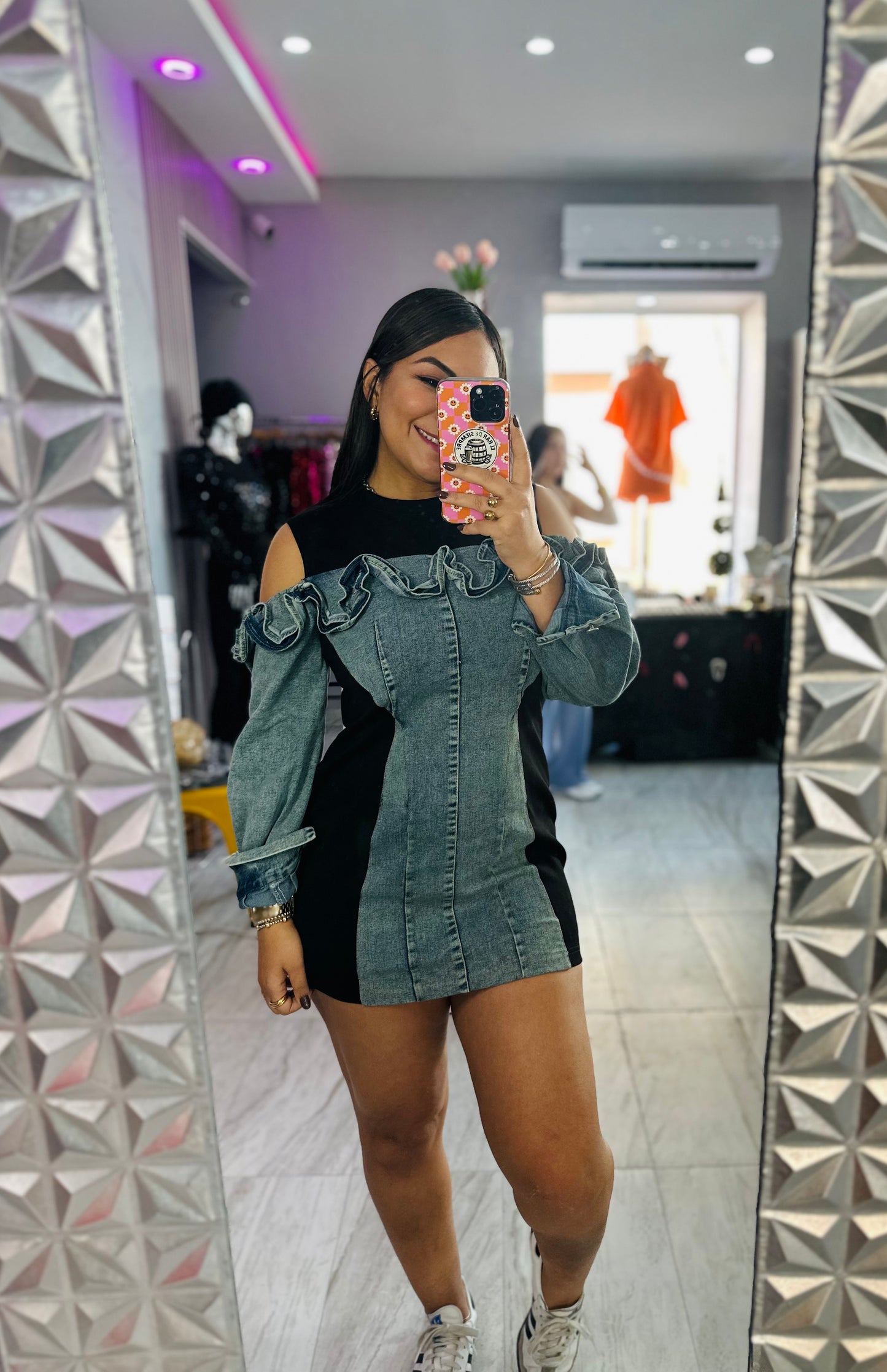 BLACK AND DENIM DRESS