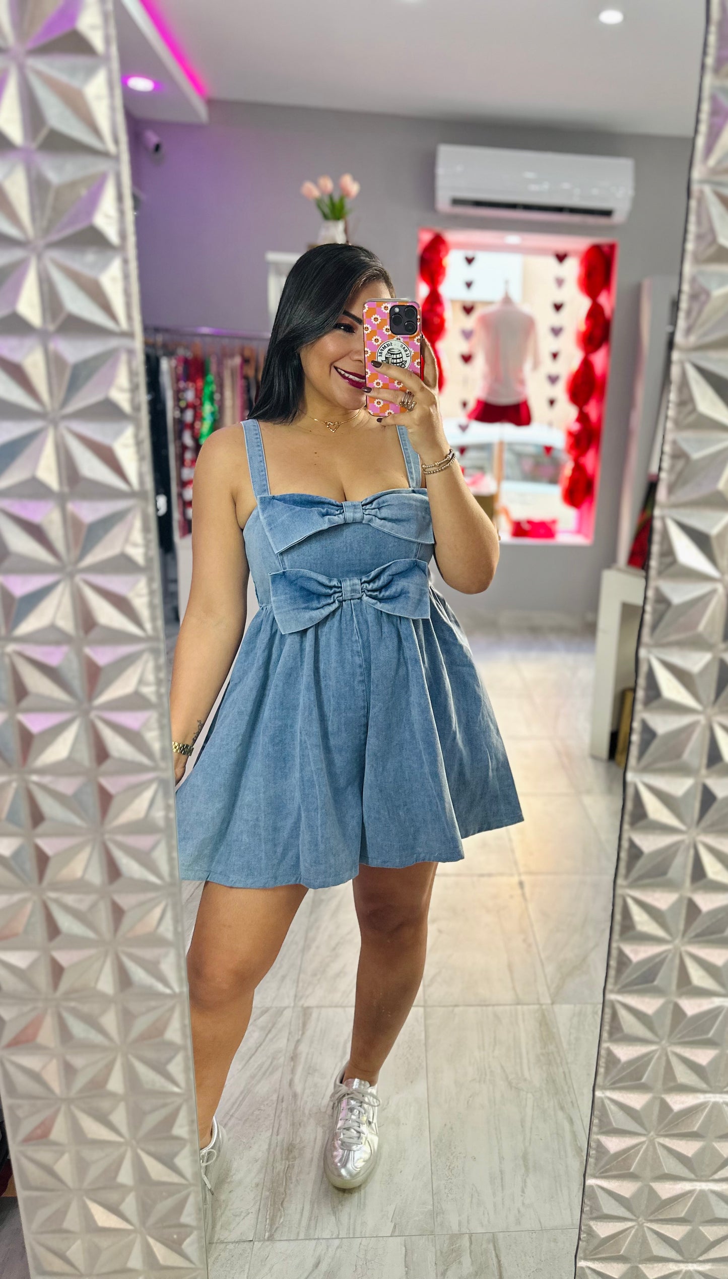 Bow Denim Dress