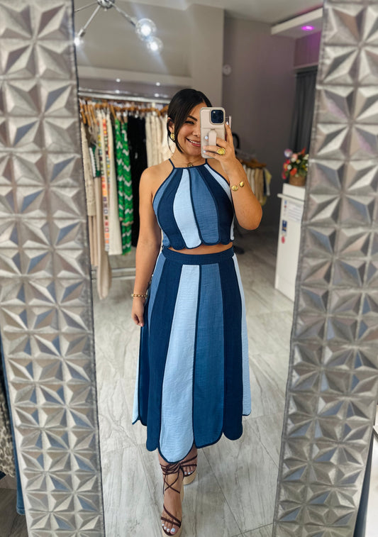 DENIM COLORS SKIRT SET