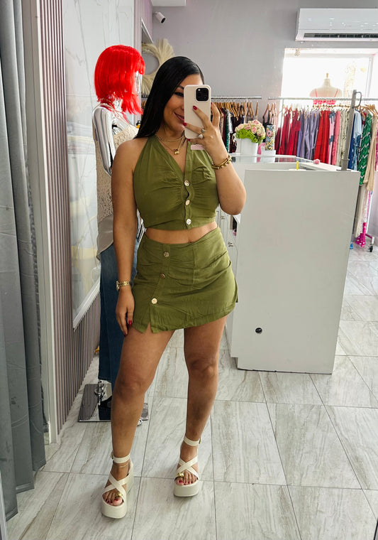 OLIVE SKORT SET