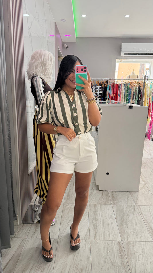 OLIVE STRIPED TOP