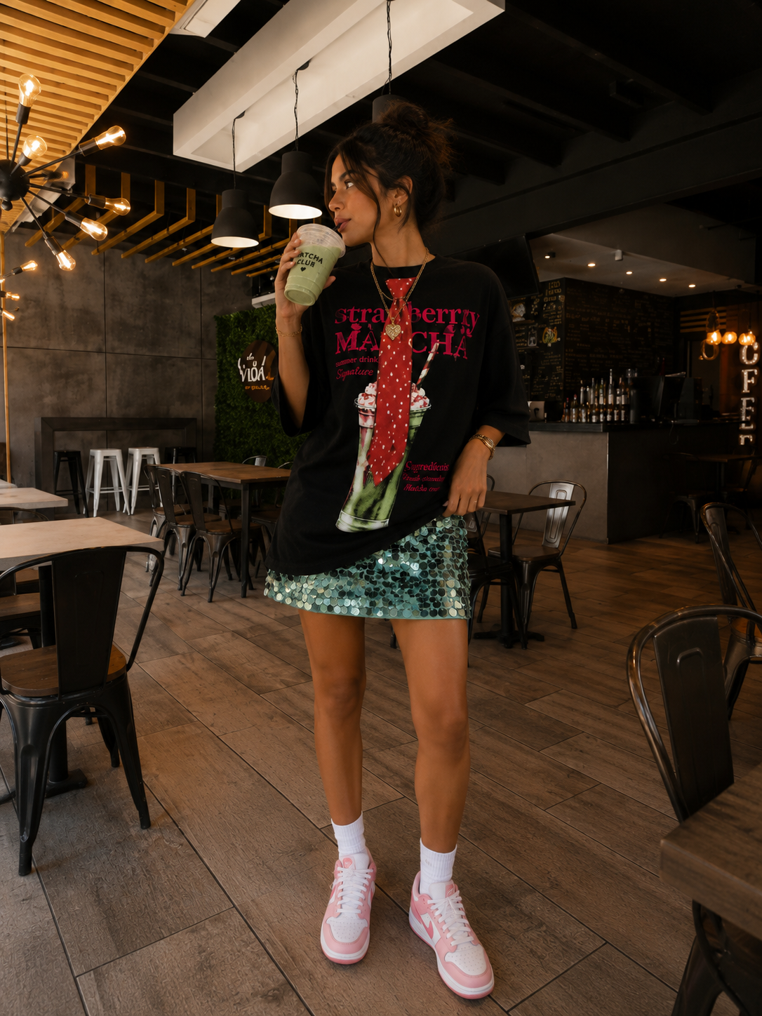 GREEN SEQUIN MINI SKIRT