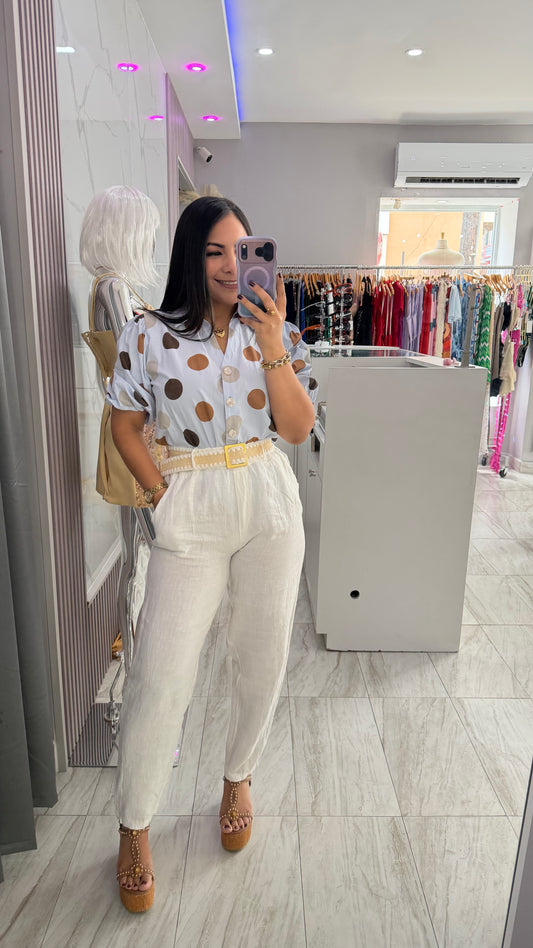 POLKA DOTS CHOCOLATE SHIRT