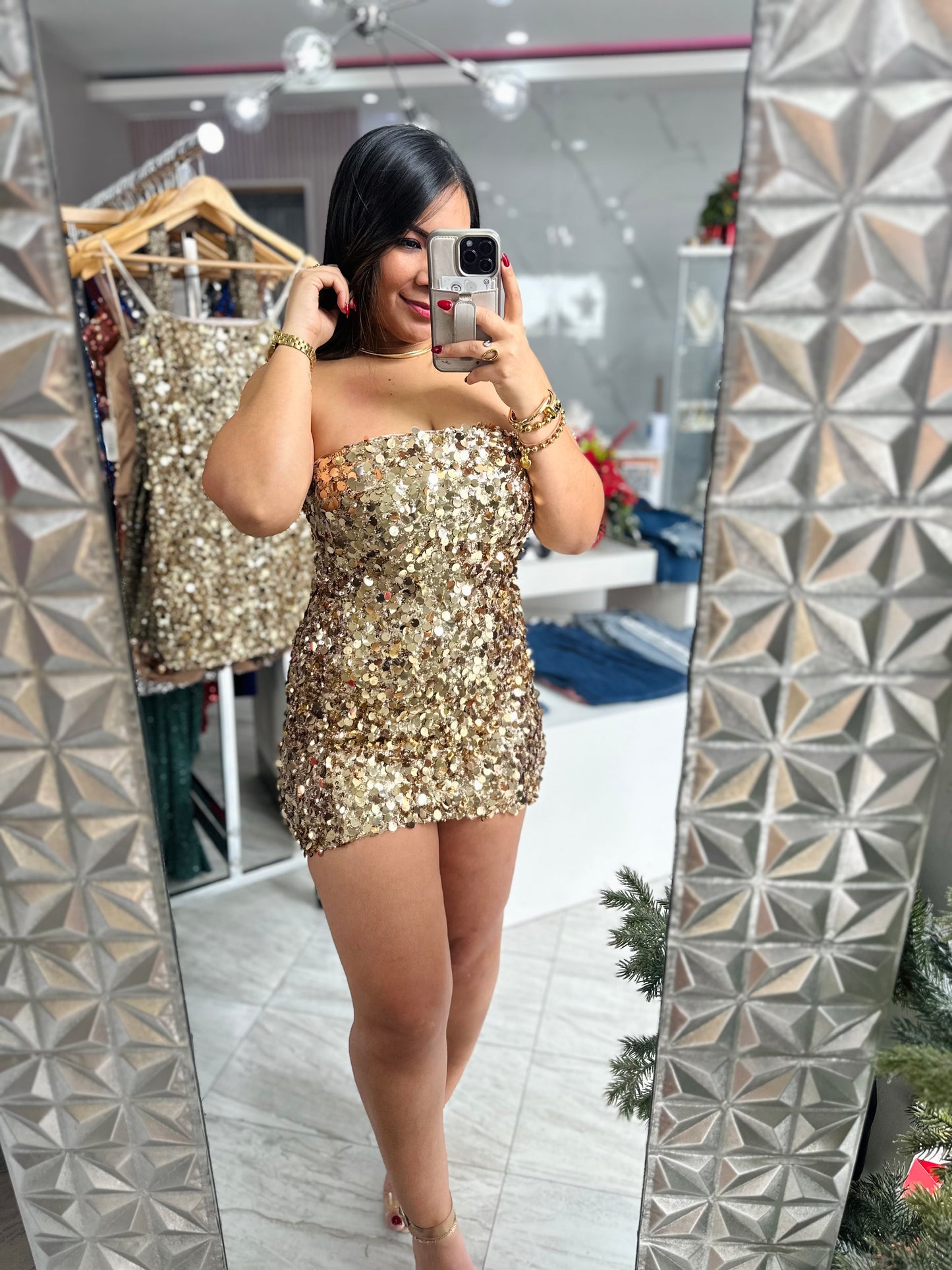 GOLD SEQUIN MINI DRESS