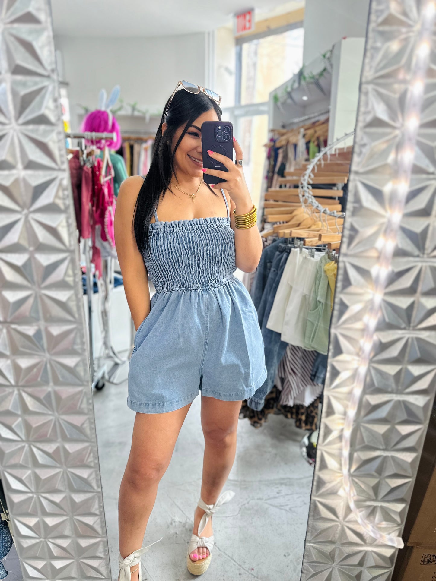 DELICATE DENIM ROMPER