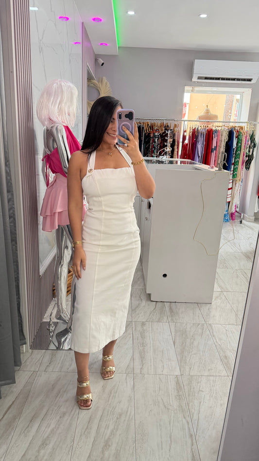 WHITE DENIM LONG DRESS