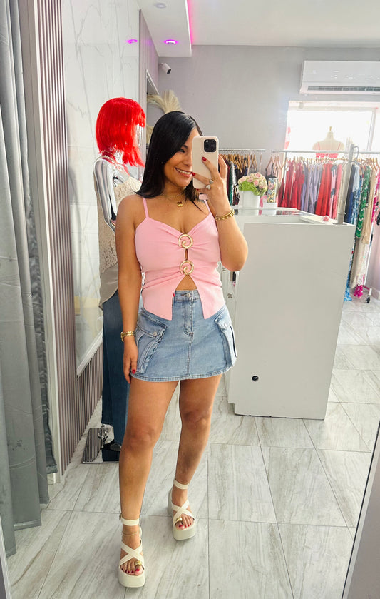 VIBRANT DENIM SKIRT