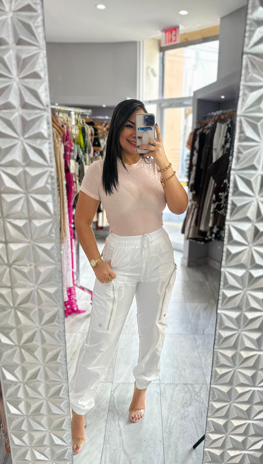 WHITE CARGO PANT