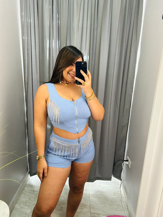 FRINGE SHORT SET