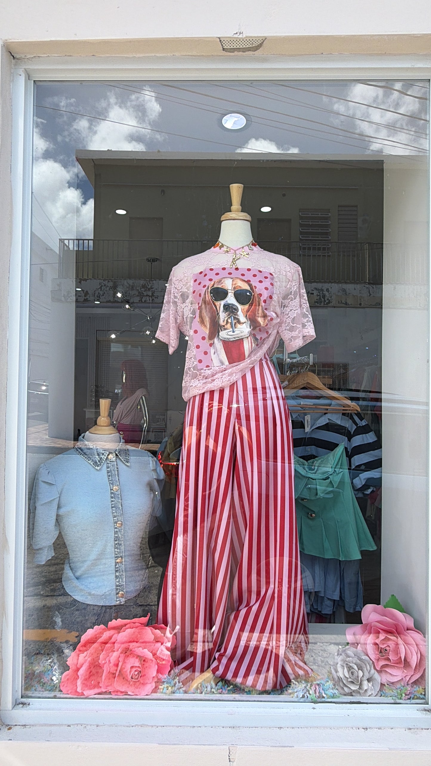 STRIPED RED AND PINK PALAZZO PANT
