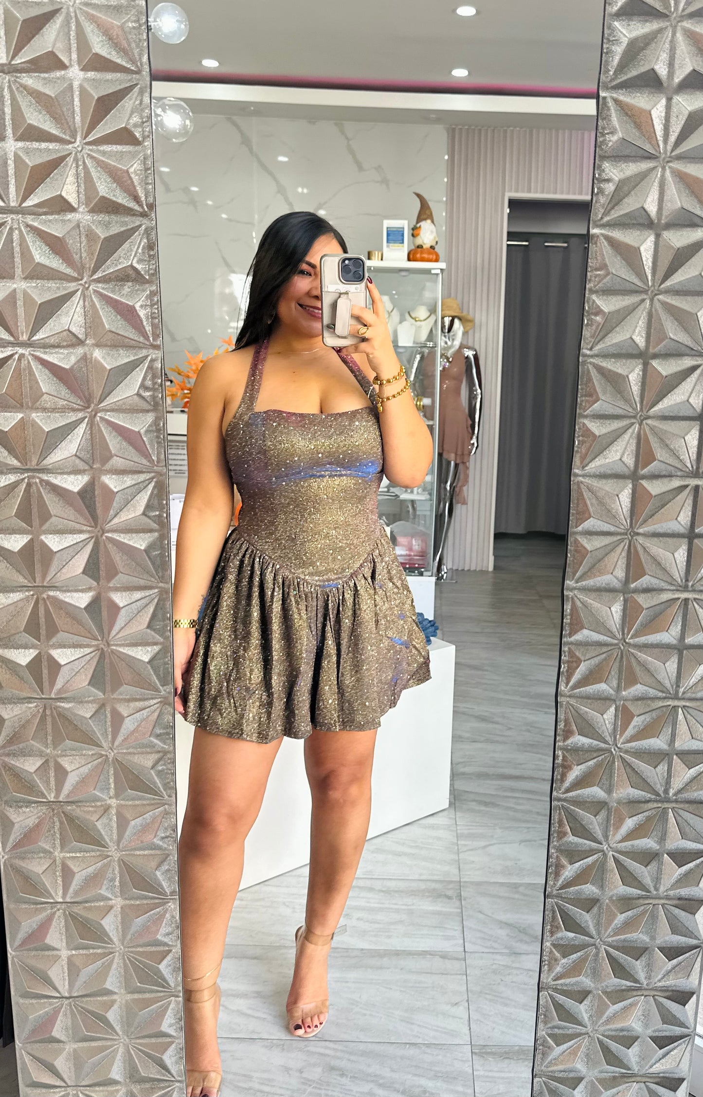 GOLD METALLIC DOLL DRESS